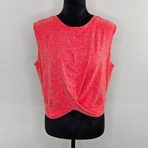 Zella knot sleeveless red heathered crop workout yoga top XL